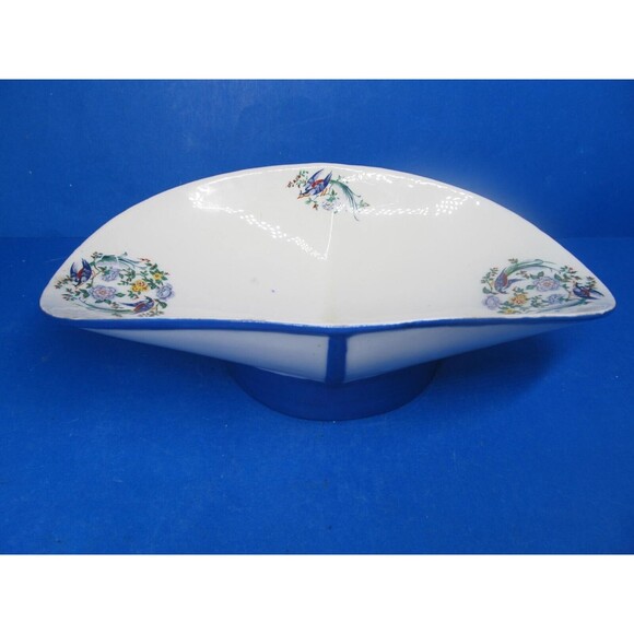 Bird Of Paradise Hand Painted Small 10 1/8" Centerpiece Or Fruit Stand Unmarked - Picture 12 of 12